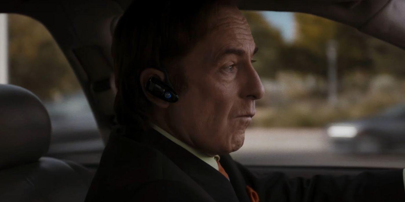 Saul driving and looking sideways in Better Call Saul