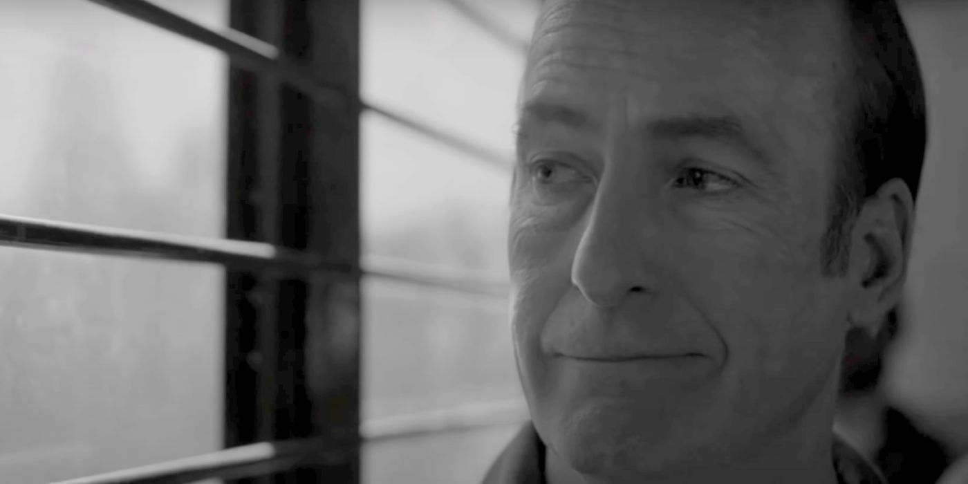 Saul smiling and looking sideways in Better Call Saul