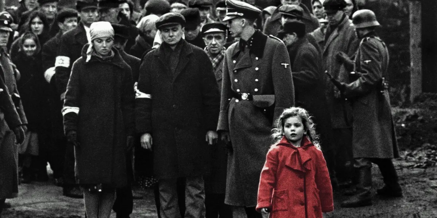 Schindler's list Iconic Black and White Image with Child In Red