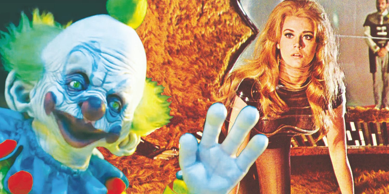 An alien from Killer Klowns From Outer Space and Jane Fonda in Barbarella
