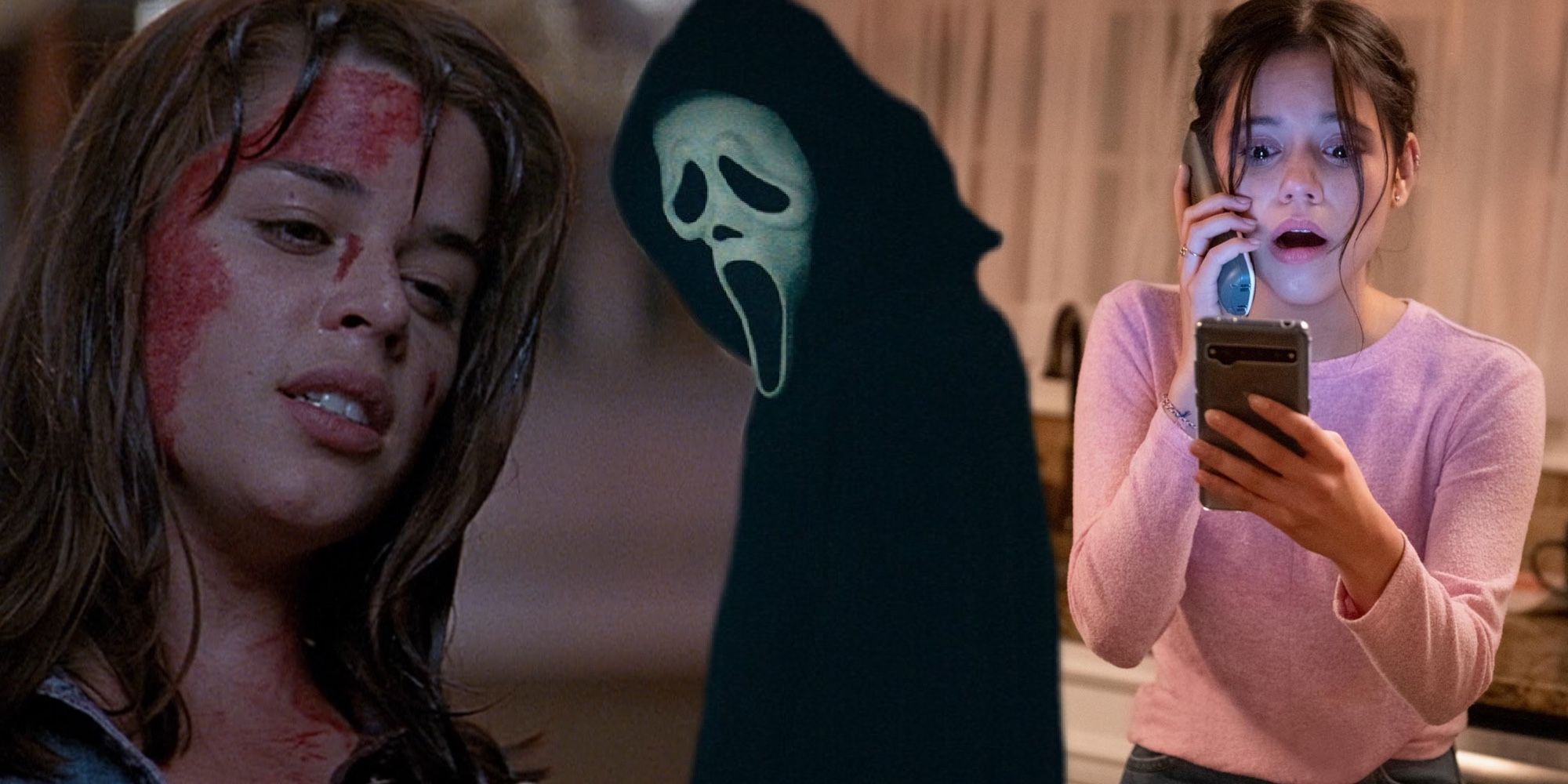 A composite image of characters from the Scream movies with Ghostface