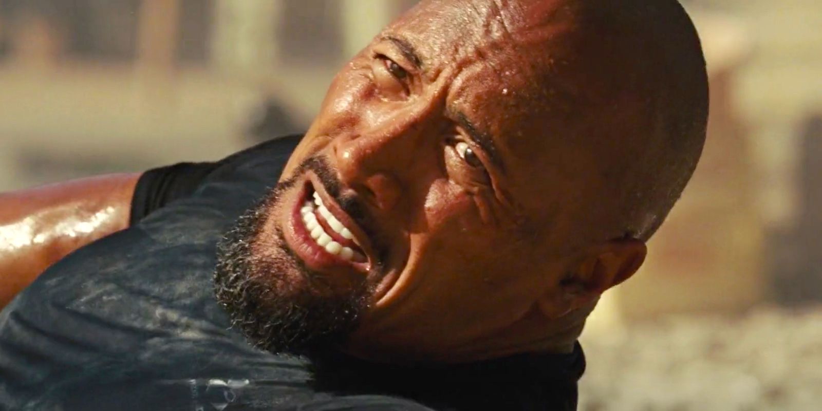 Dwayne Johnson as Luke Hobbs getting ambushed in Fast Five