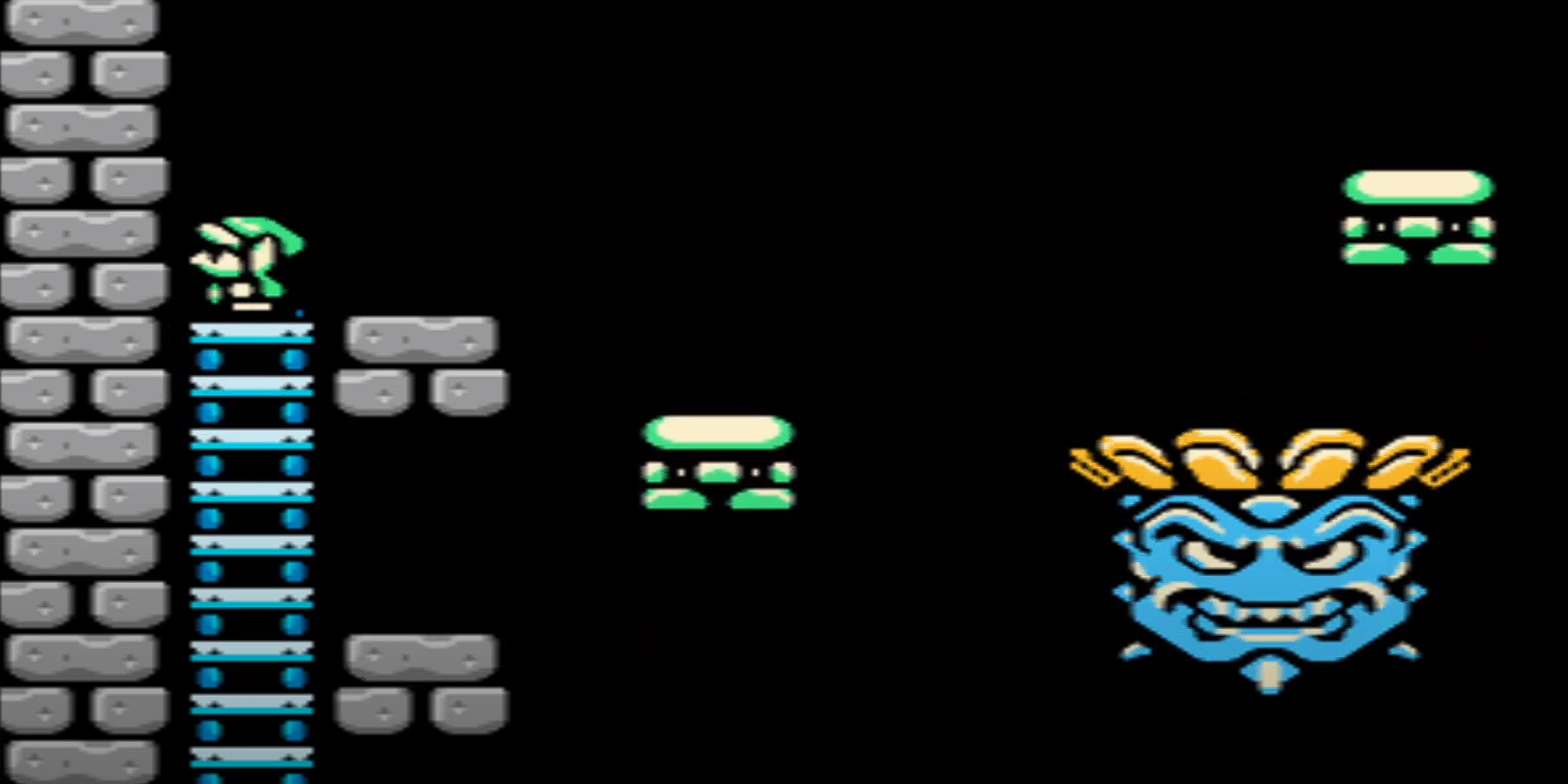 Link fighting the Head Thwomp in Zelda: Oracle of Ages