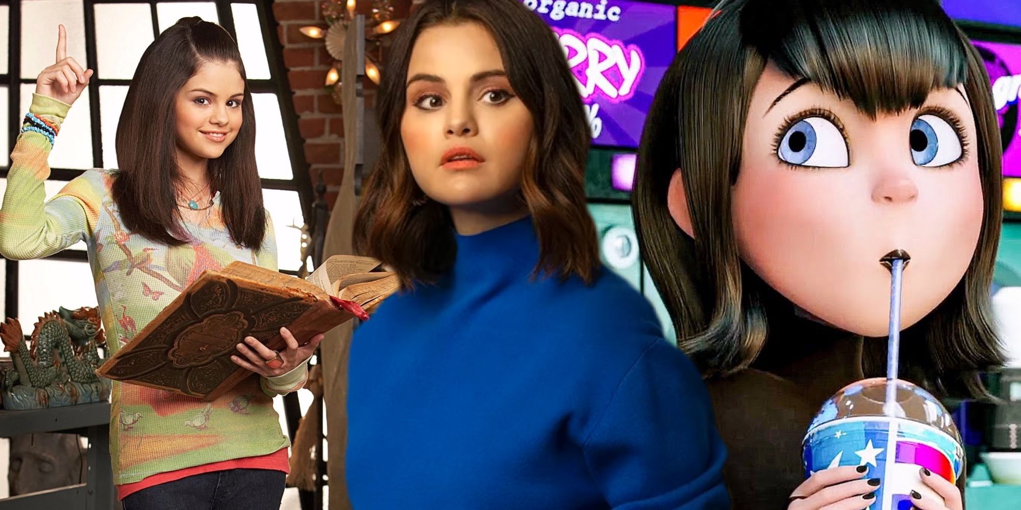 A composite image of Selena Gomez in various roles 