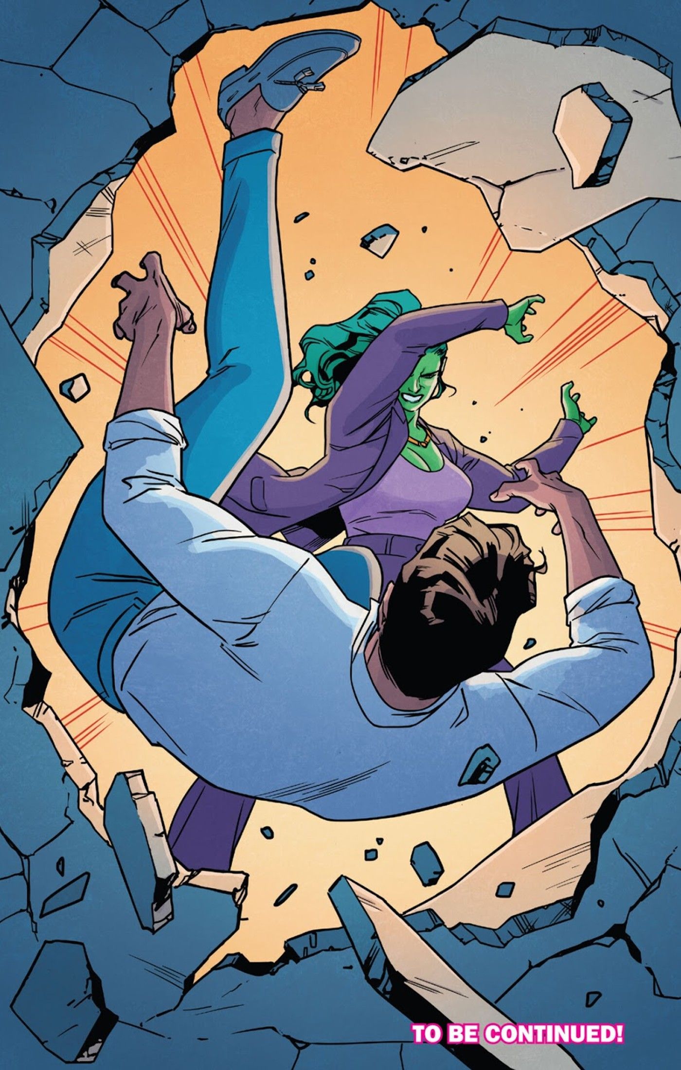 She-Hulk throws Scoundrel through a wall