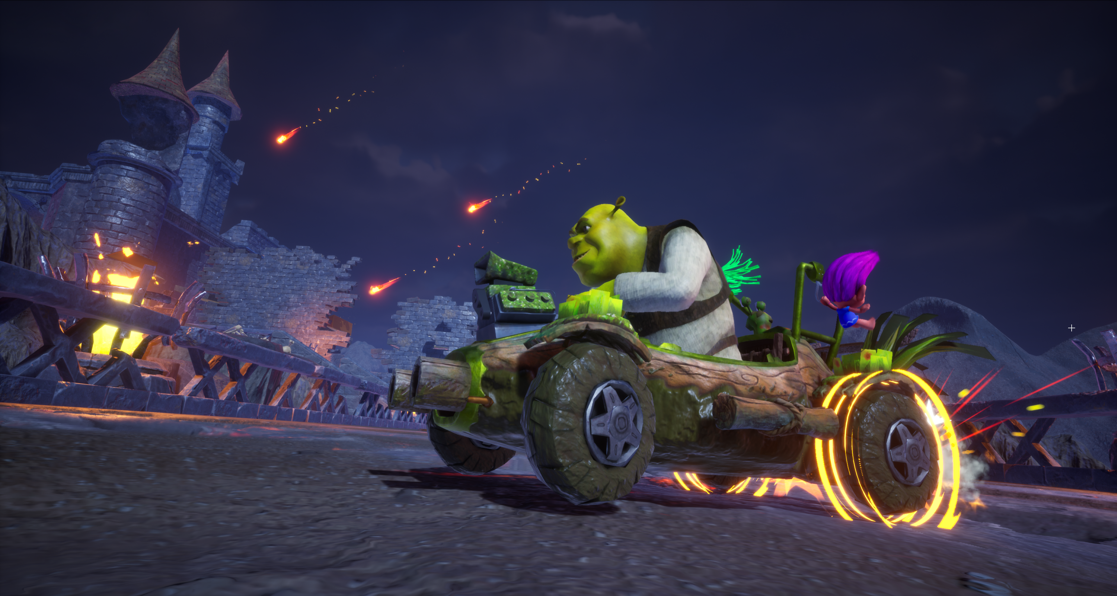 Shrek in a swamp-themed kart in DreamWorks All-Star Kart Racing