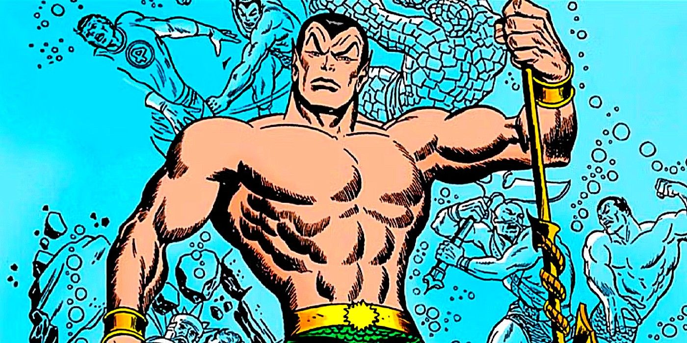 Silver Age Namor Over Blue Background