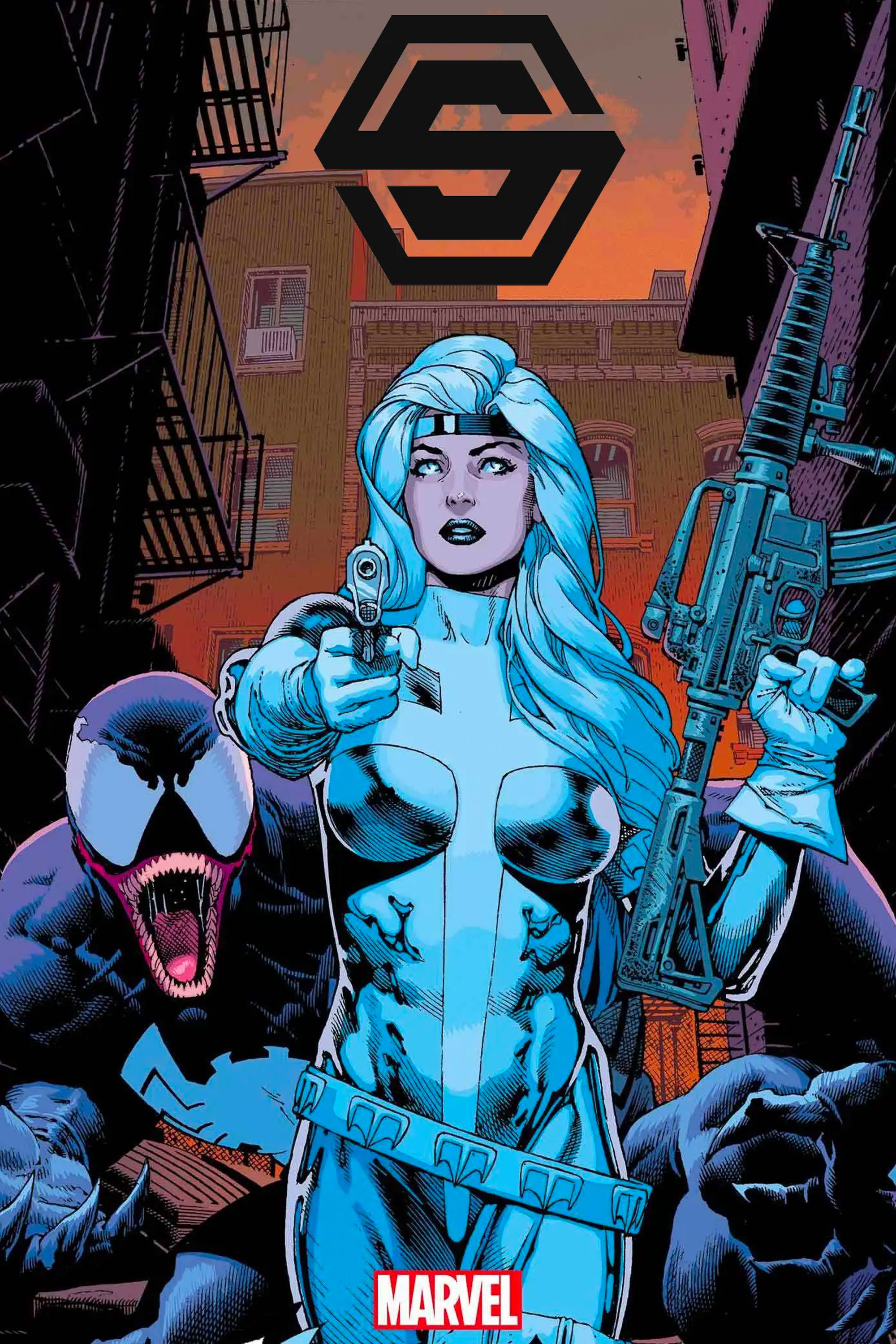 Poster with the character “Silver Sable”