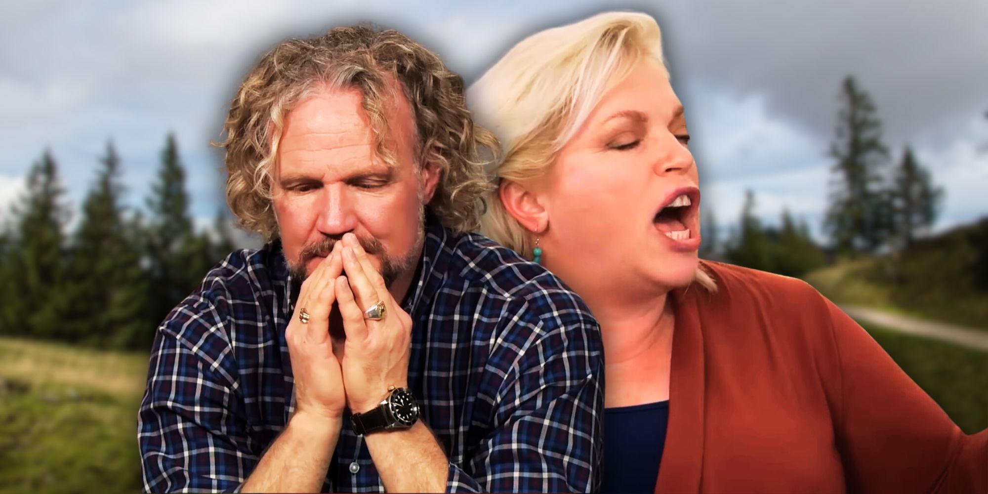 Sister Wives' Kody & Janelle Brown looking upset