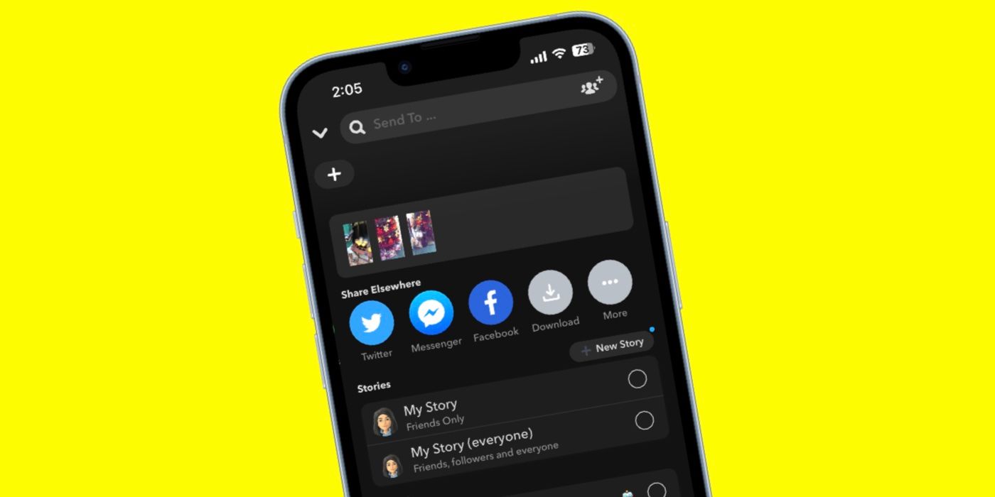 Opciones para compartir y descargar Snapchat Memories