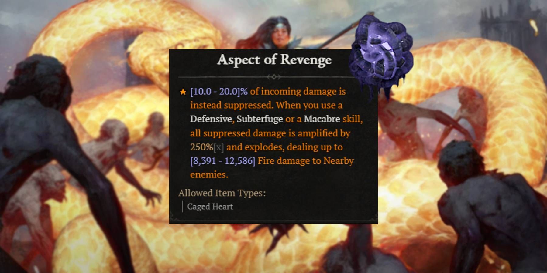Diablo 4 Aspect of Revenge de Brutal Malignant Heart Power