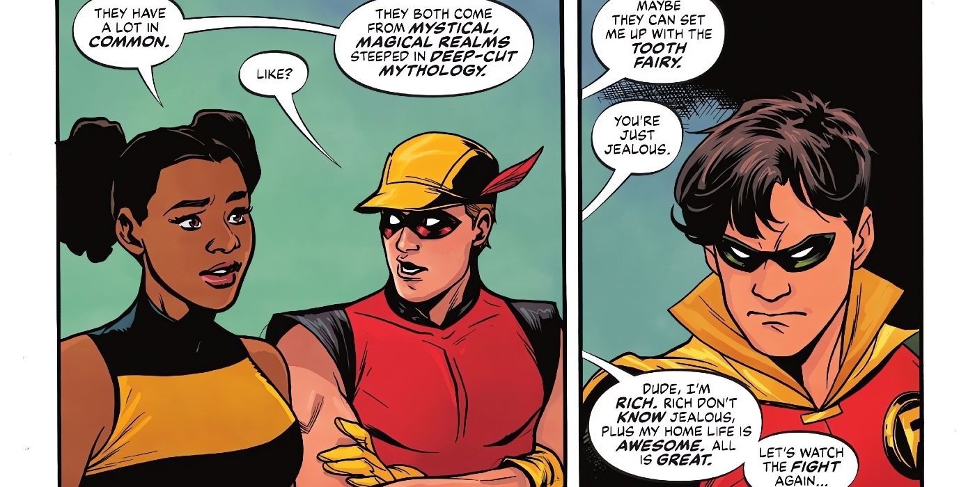 Speedy annoys Robin when talking to Bumblebee