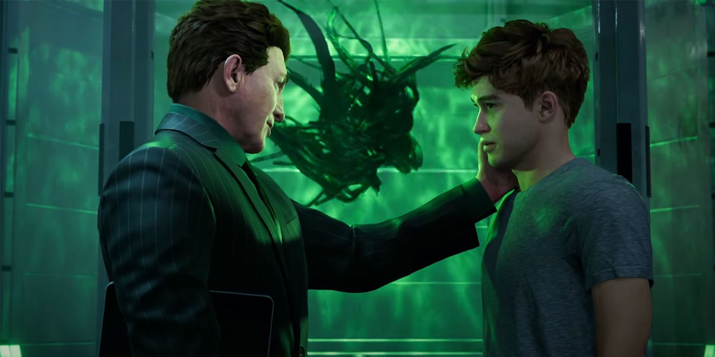 Harry dan Norman berbicara di depan symbiote Venom di trailer SDCC Spider-Man 2