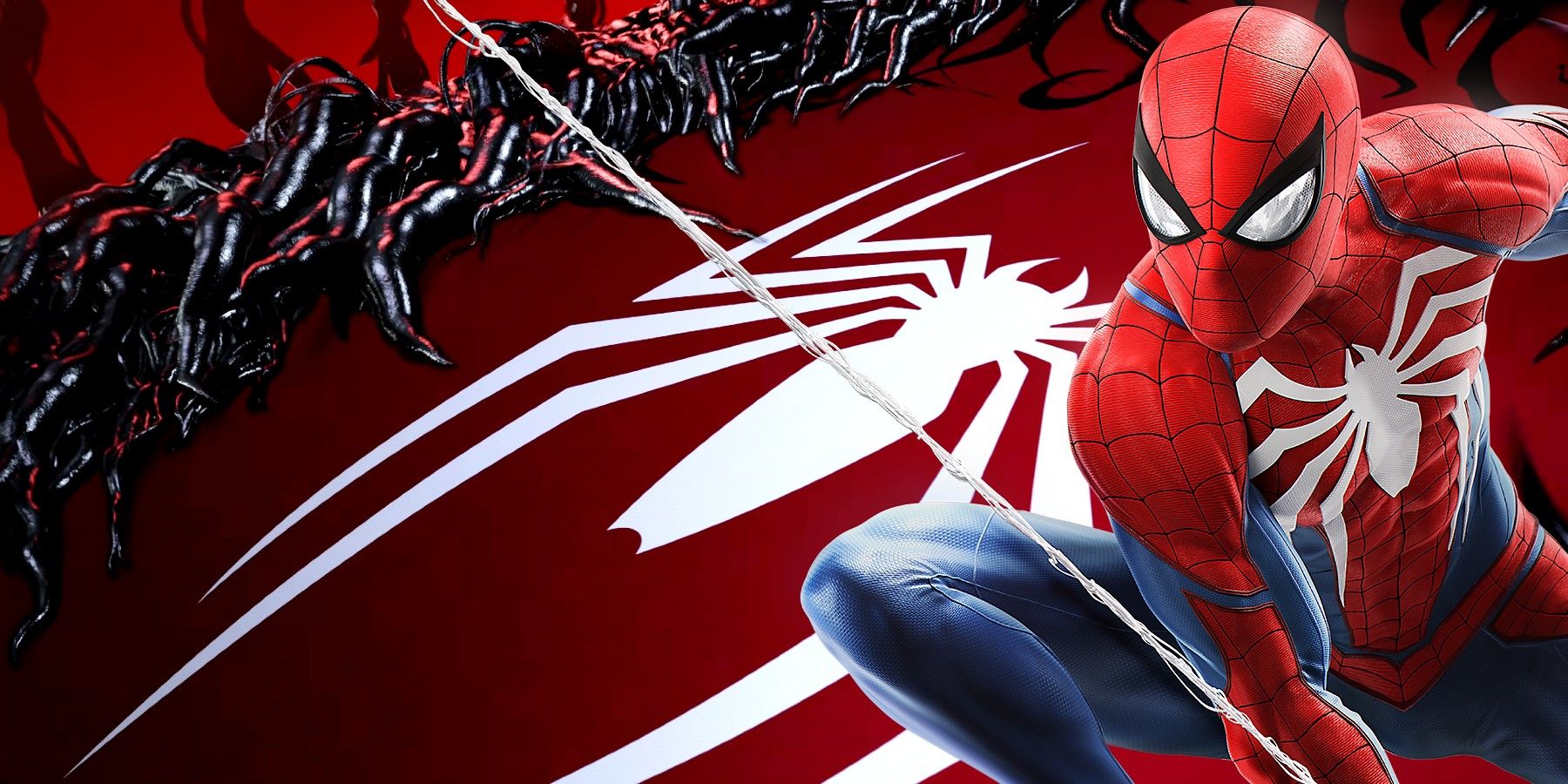 Spider-Man melawan Konsol PS5 merah yang diambil alih oleh symbiote Venom