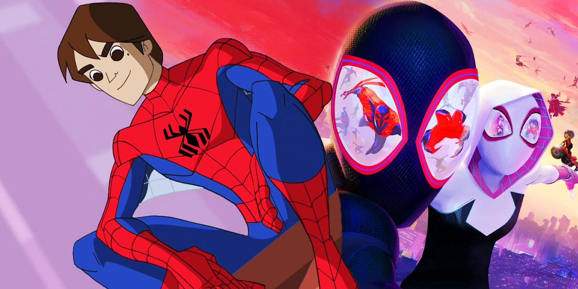 Spectacular Spider-Man and Miles and Gwen in Across the Spider-Verse