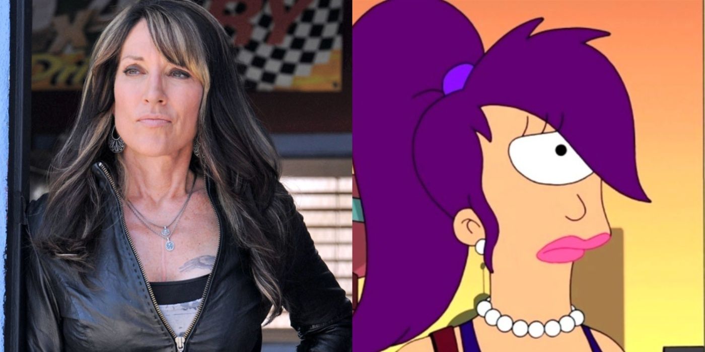 Split image of Katey Sagal in Sons of Anarchy and Leela in Futurama