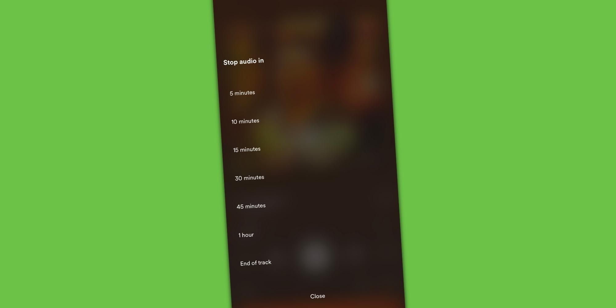 Spotify sleep timer screenshot