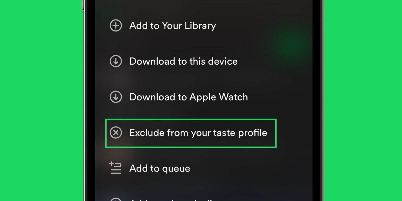 Spotify Kecualikan Dari pengaturan Profil Rasa