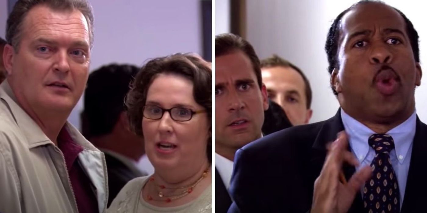 Stanley stopping Phyllis from cutting the line on Pretzel Day in The Office