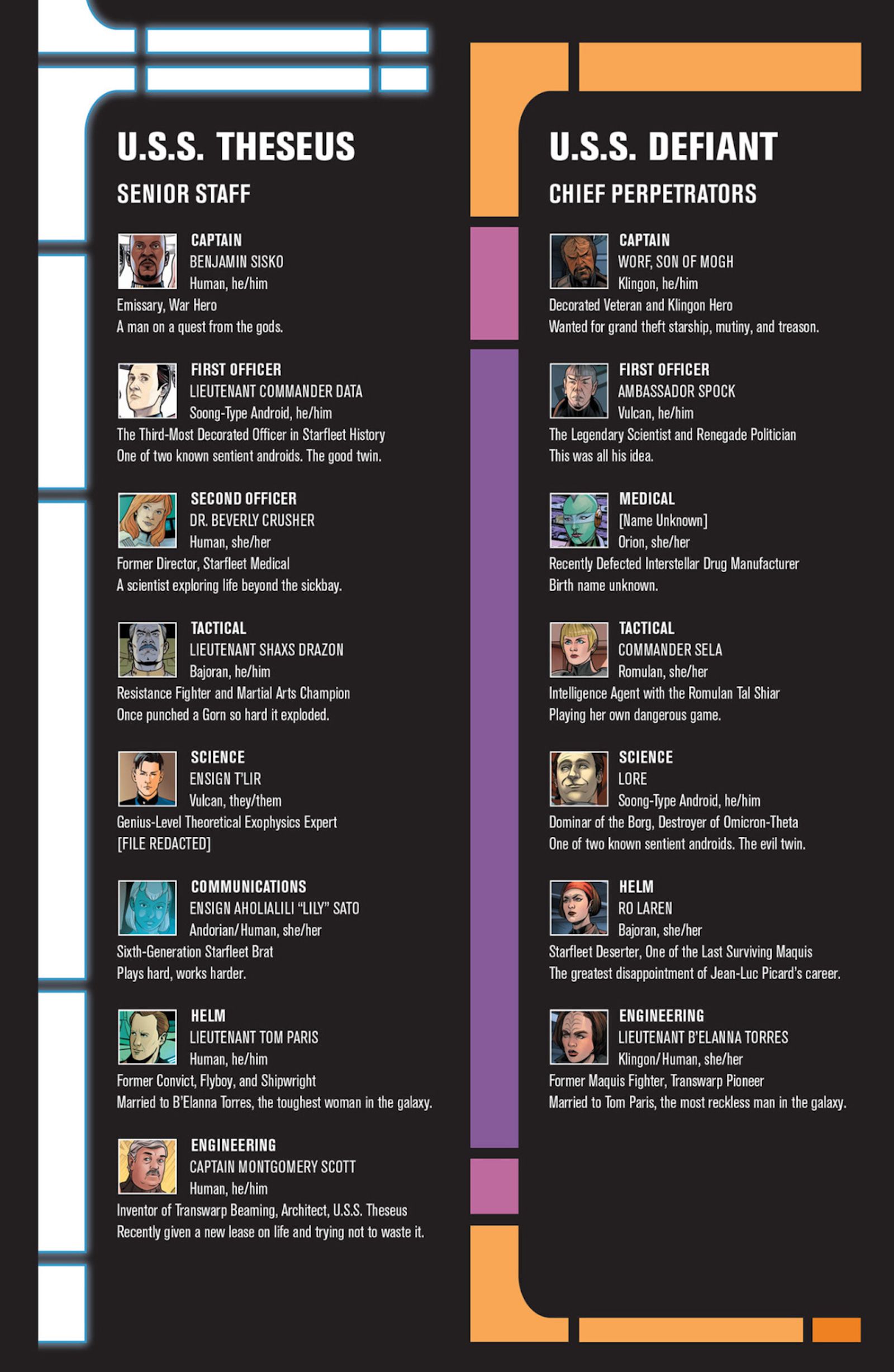 Crew bio text page from Star Trek Day of Blood #1