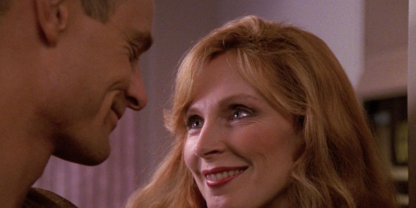 Star Trek TNG still, Rasmussen and Crusher.