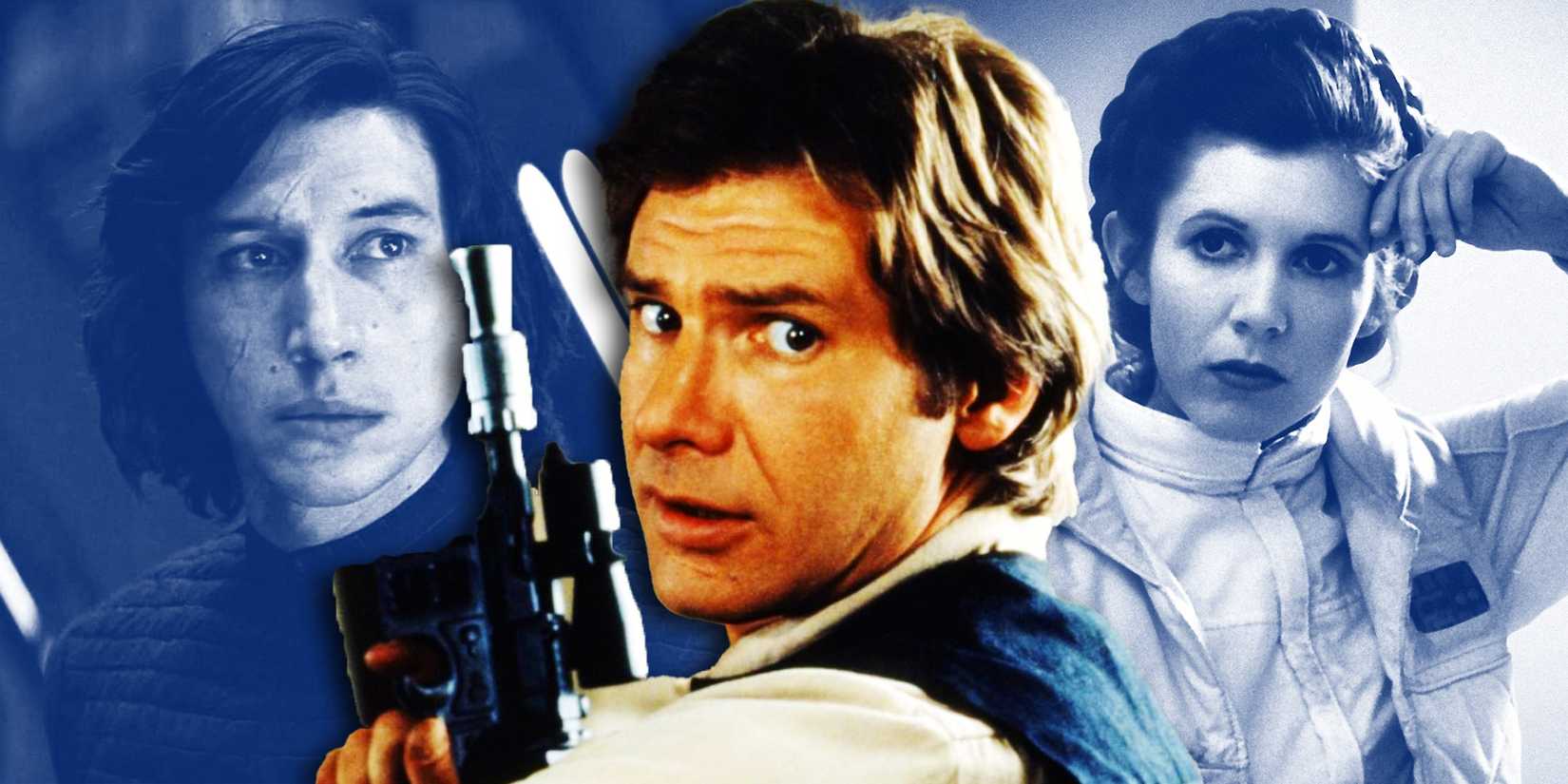 Kylo Ren, Han Solo, and Leia Organa in Star Wars