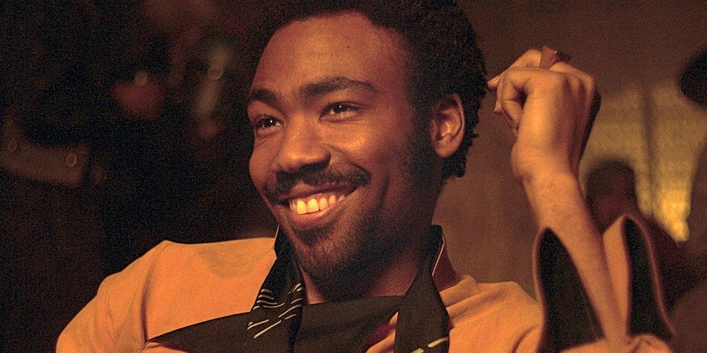 Lando Calrissian grinning in Solo A Star Wars Story