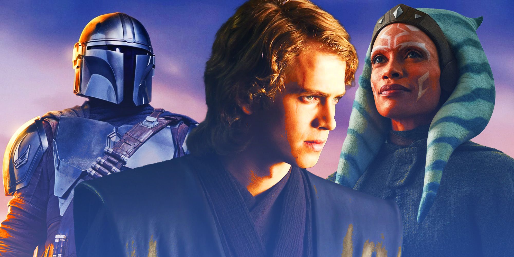 the Mandalorian, Anakin Skywalker, and Ahsoka Tano