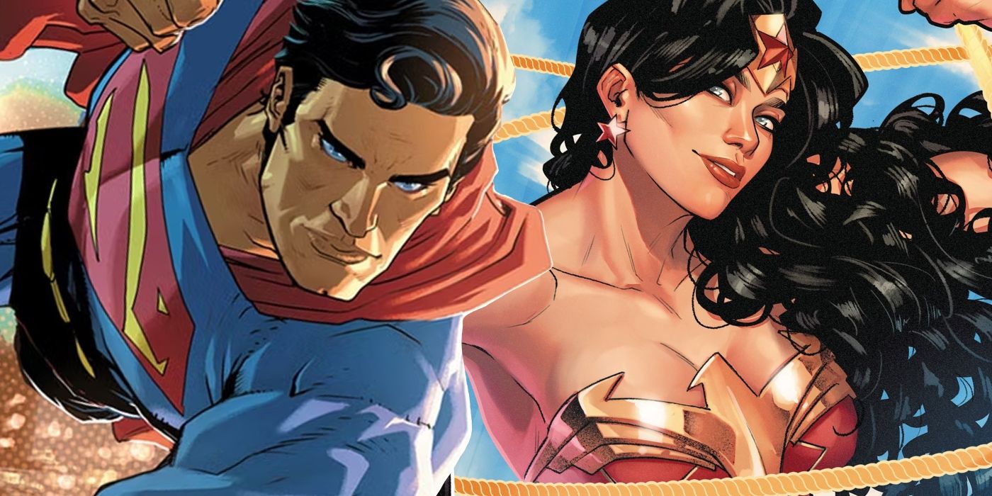 Comic book art: Superman and Wonder Woman DC