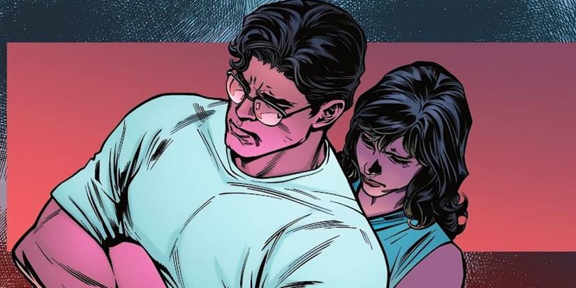 Clark crossing his arms in front of Lois in a DC comic