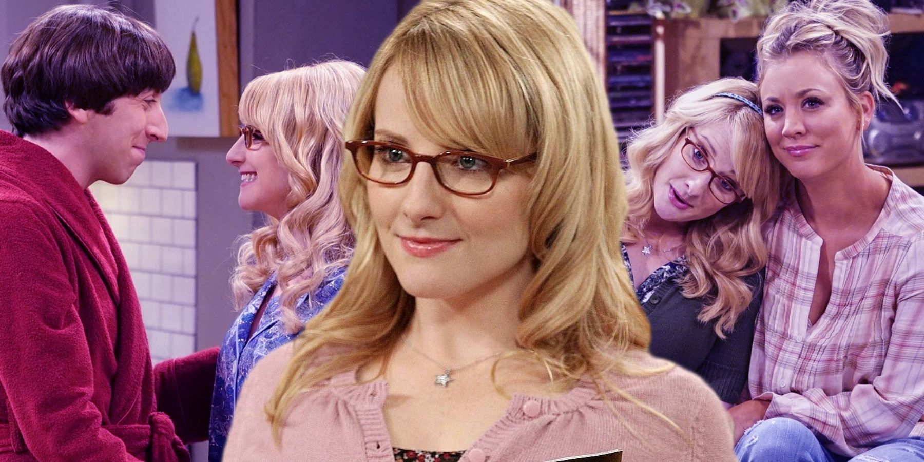 A composite image of Bernadette with various character on the Big Bang Theory