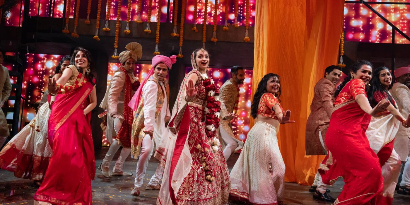 The characters dancing at the wedding in Monsoon Wedding.