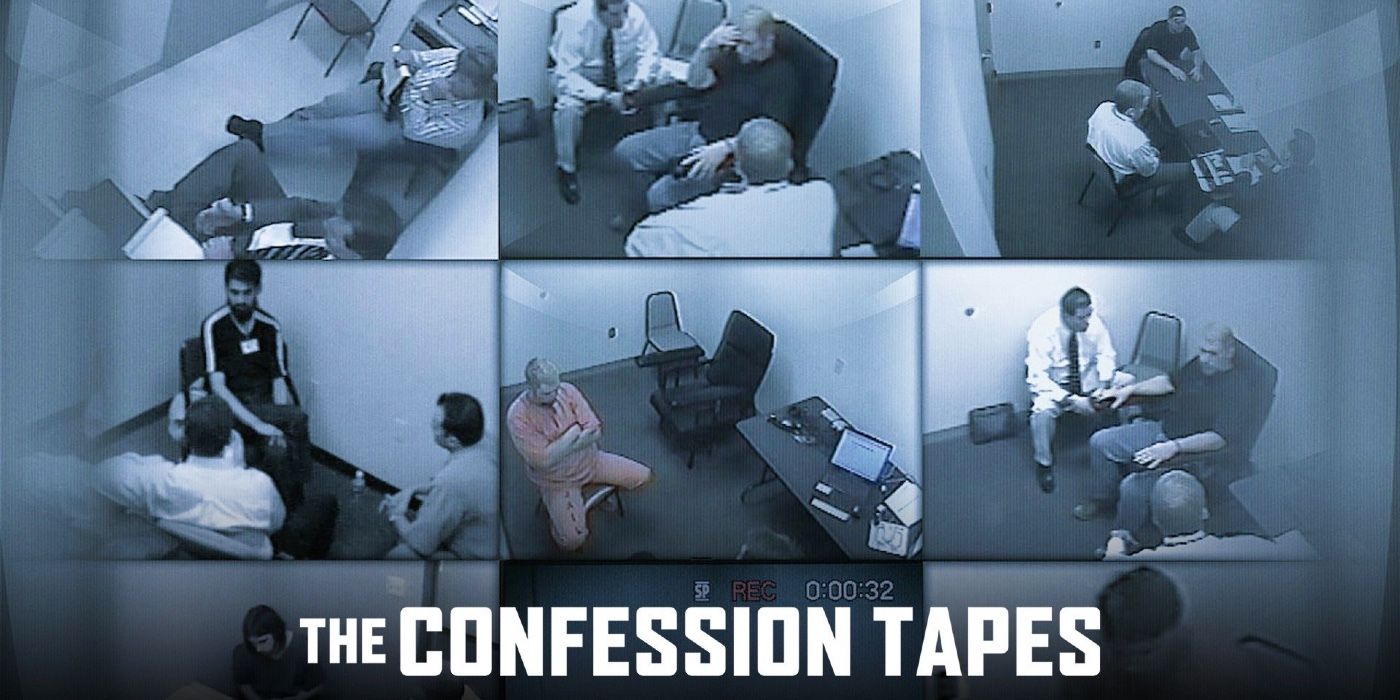 The Confession Tapes promo image from Netflix features boxes of security camera footage