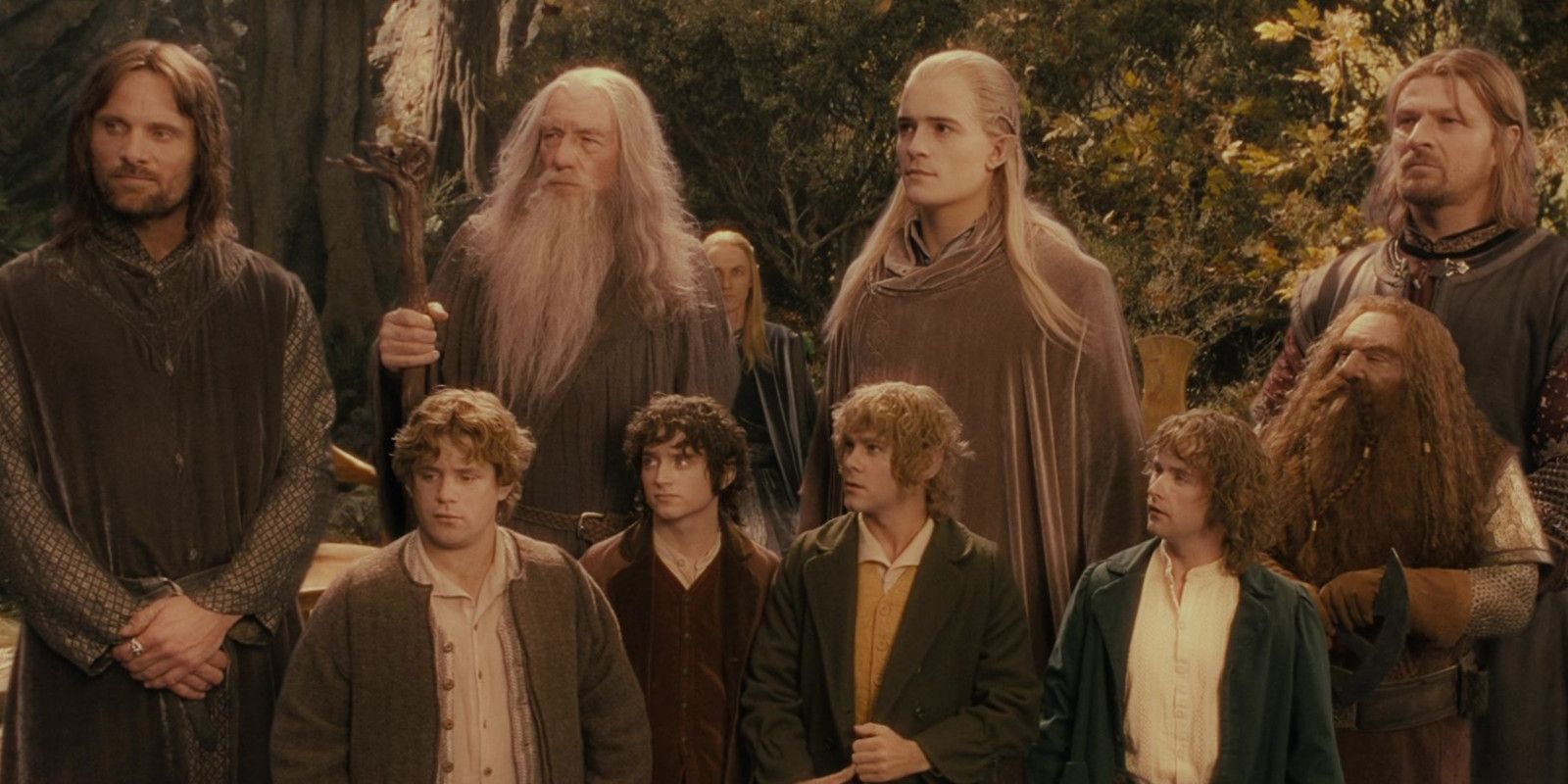 The Fellowship standing together in The Lord of the Rings Movies