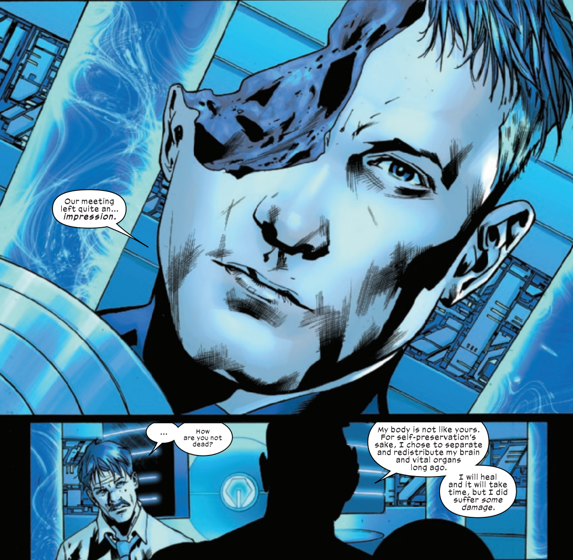 The Maker has half his head missing in Ultimate Invasion #2