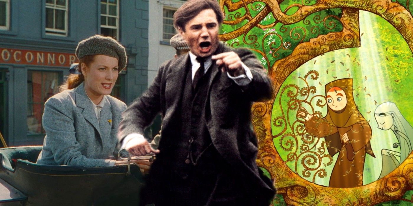 The Quiet Man, Michael Collins, and The Secret of Kells, collage.