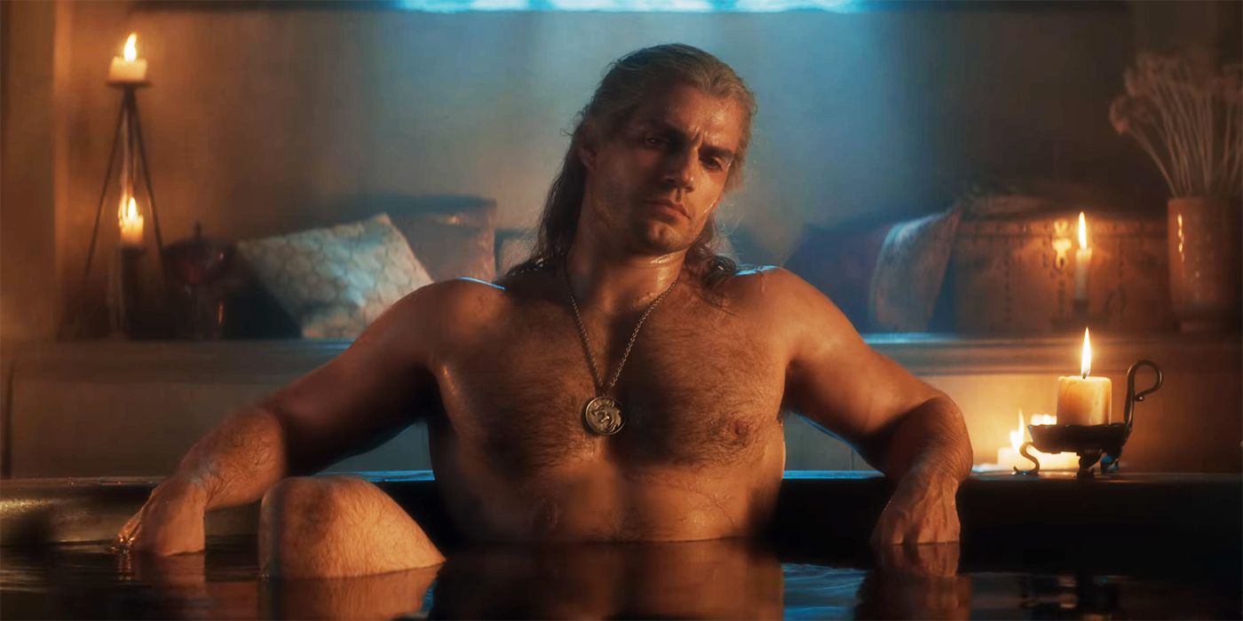 The Witcher season 1 Geralt in a bathtub