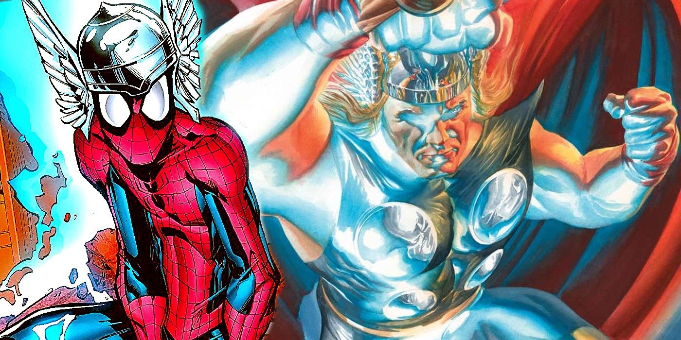 Thor and Spider-Man with Thor&rsquo;s Helmet