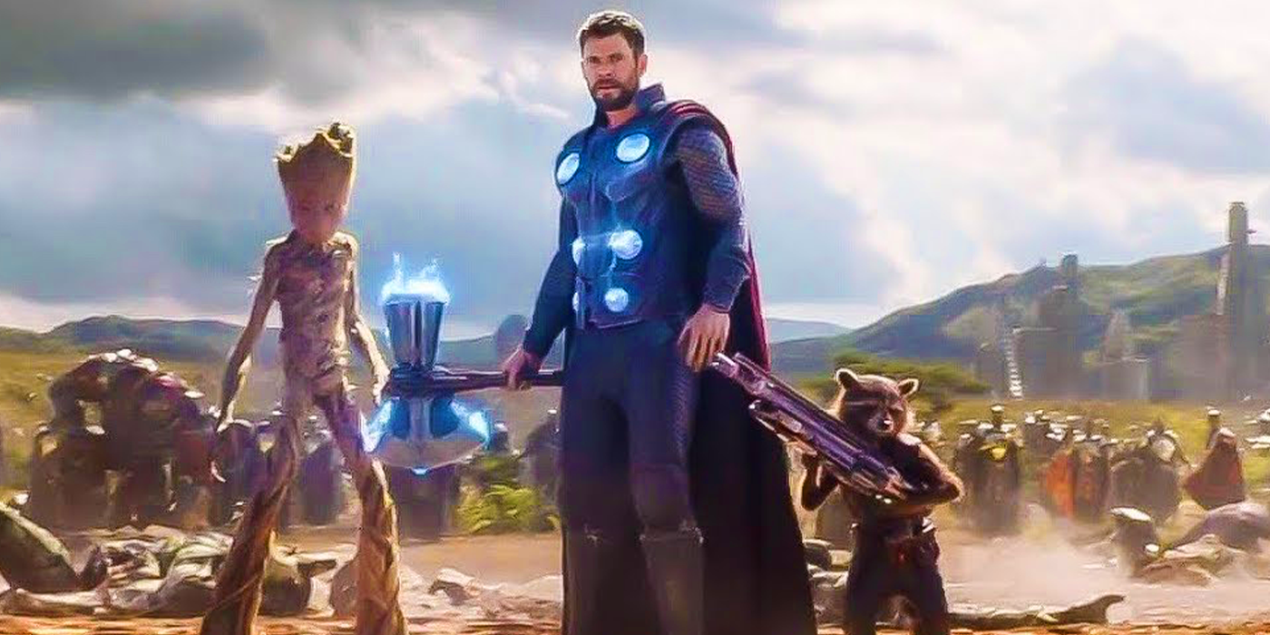 Thor, Groot, and Rocket in 2018 Avengers Infinity War