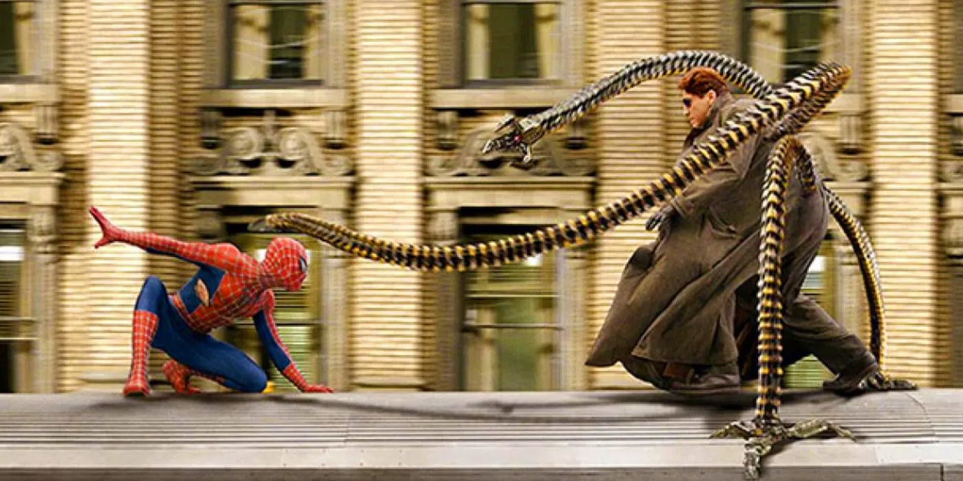 Tobey Maguire and Alfred Molina in Spider-Man 2