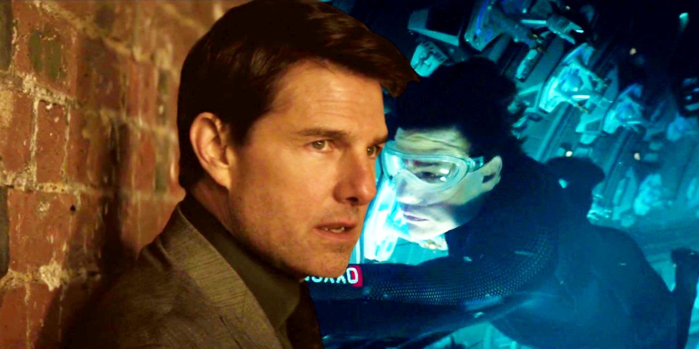Custom image of Tom Cruise in Mission: Impossible – Fallout and Tom Cruise underwater in Mission: Impossible – Rogue Nation.