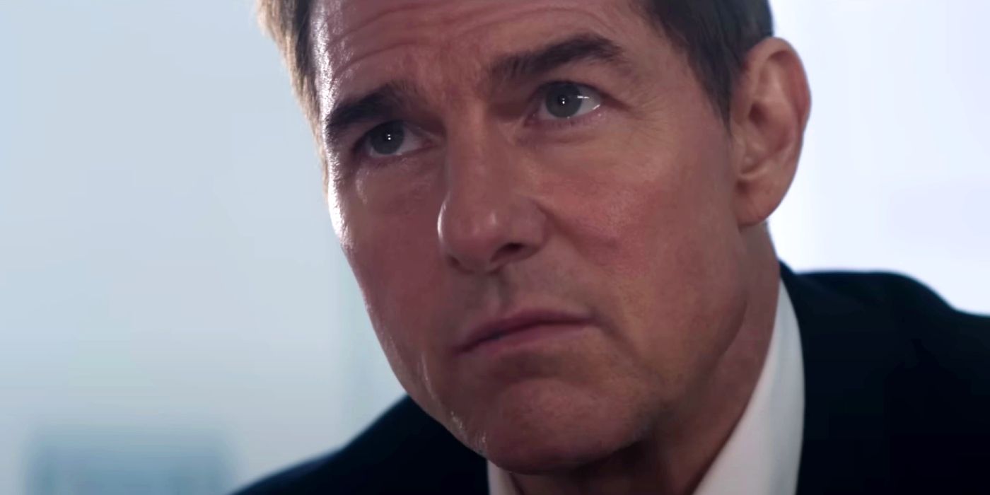 Tom Cruise looking intently ahead in Mission: Impossible 7.
