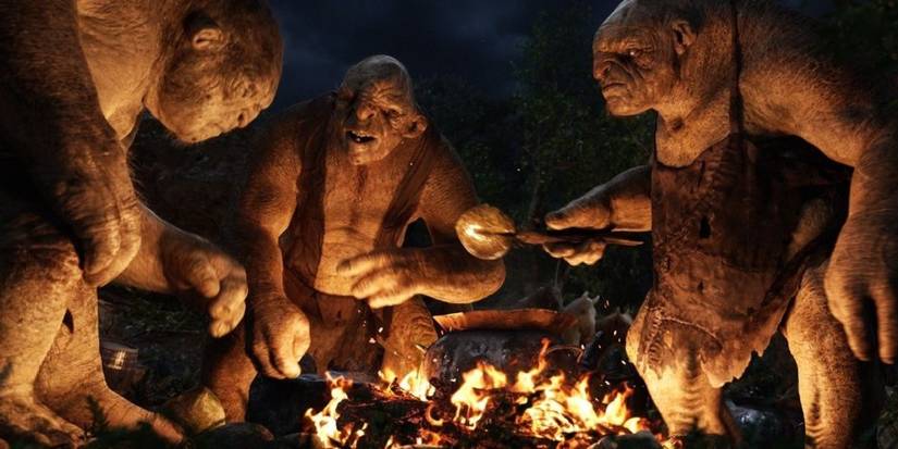 Trolls around a fire in The Hobbit