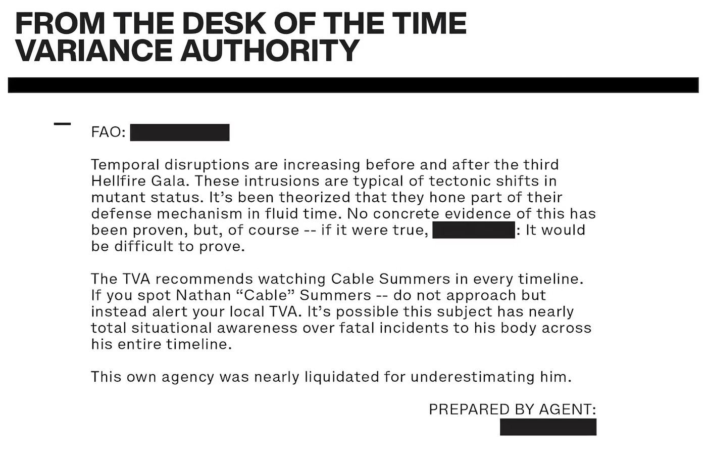 TVA Cable Memo