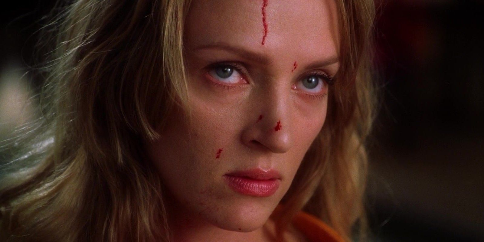 Uma Thurman with blood on her face in Kill Bill