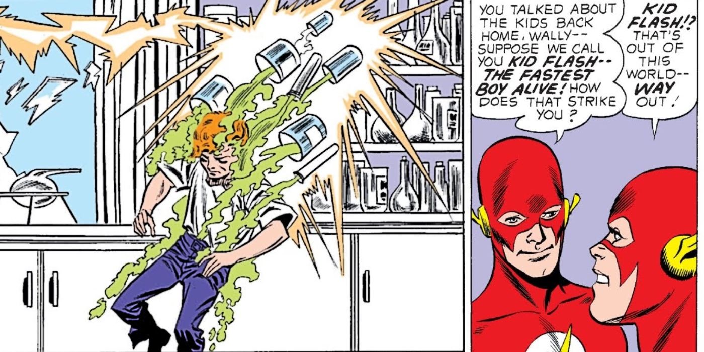 Wally West gets struck by lightning and is named Kid Flash