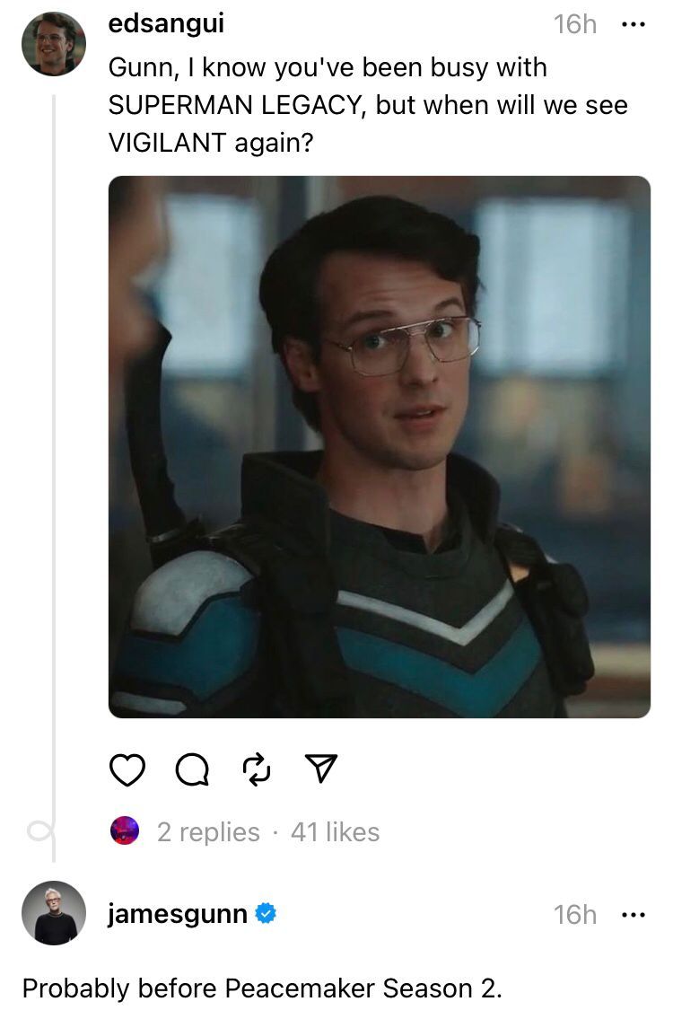 James Gunn comments on Vigilante&rsquo;s DC return on Threads.