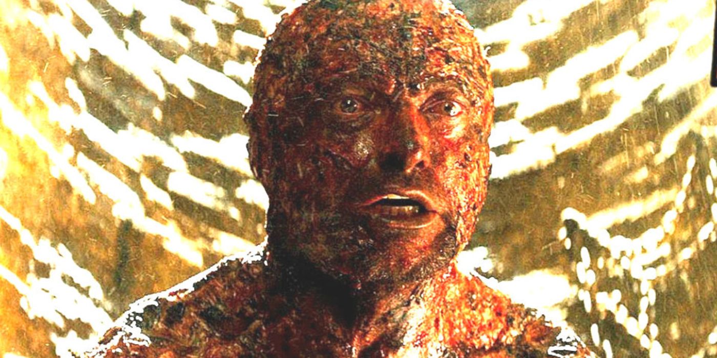 Hugh Jackman as Wolverine surviving the blast of an atomic bomb