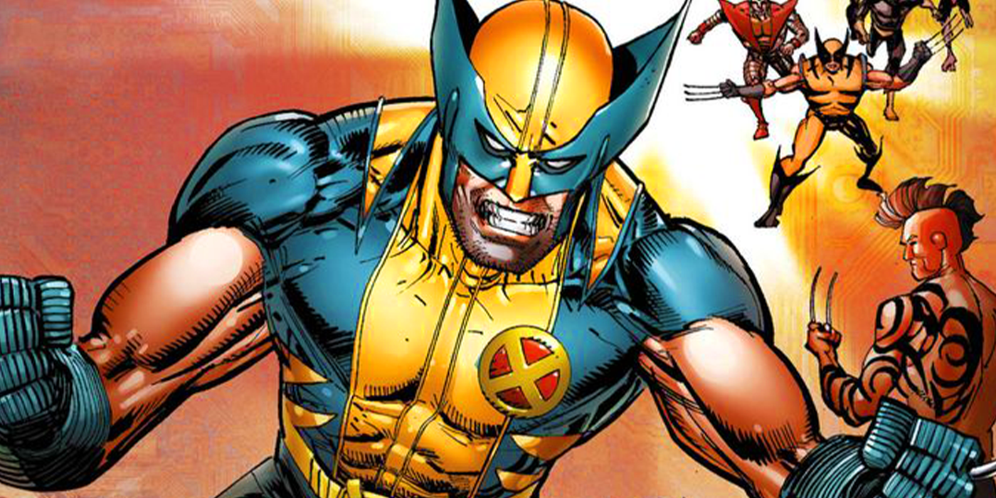 Wolverine in blue and yellow suit in Marvel Comics