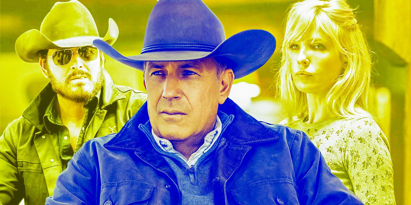 Kevin Costner, Cole Hauser, Kelly Reilly as John Dutton, Rip Wheeler and Beth Dutton in Yellowstone
